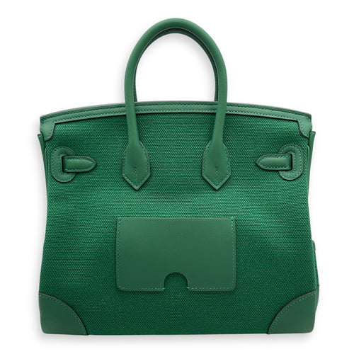 Cargo Birkin 25 Vert Moyen in Swift/Toile, Palladium hardware