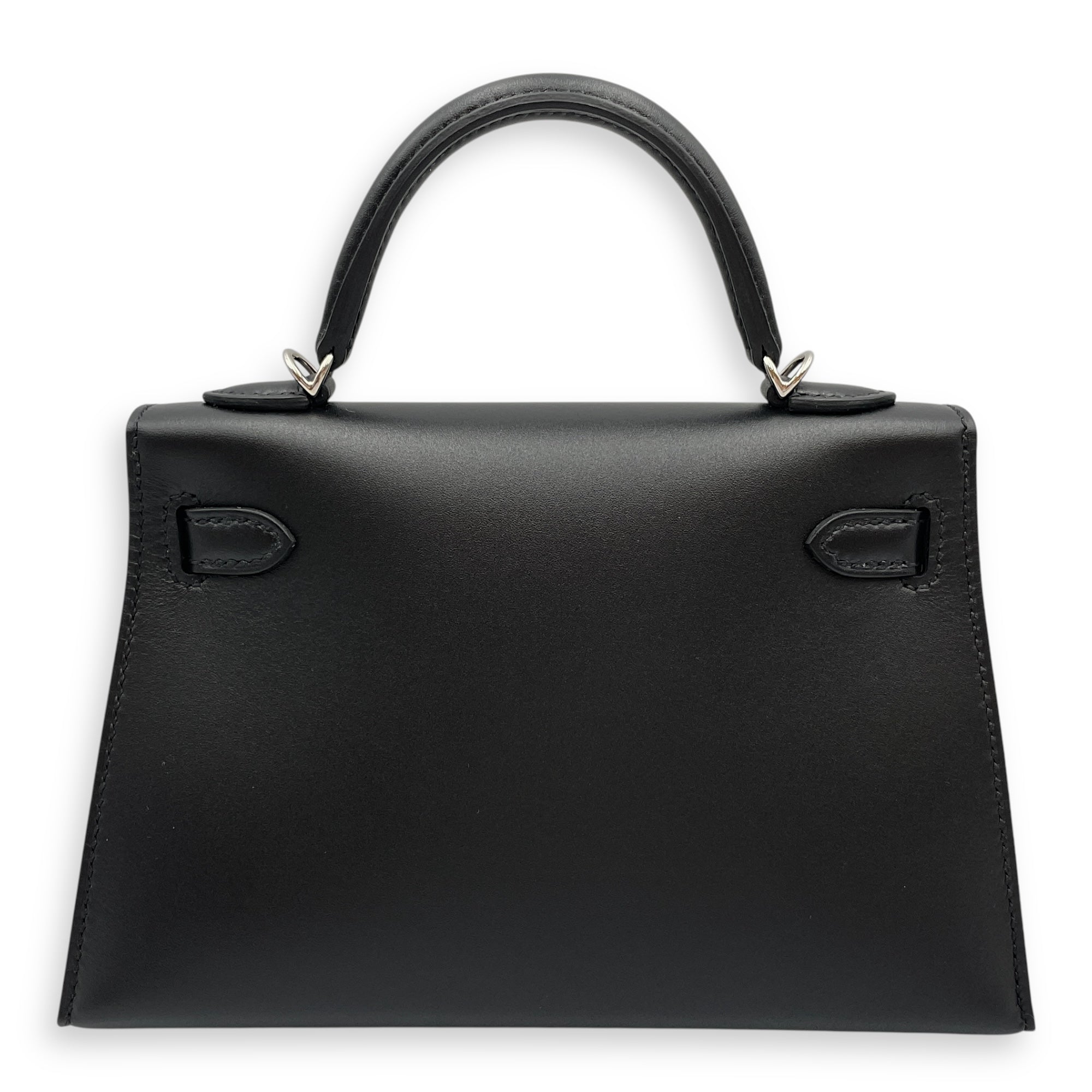 Sellier Kelly Cheval De Bois 20 Black in Tadelakt, Palladium hardware