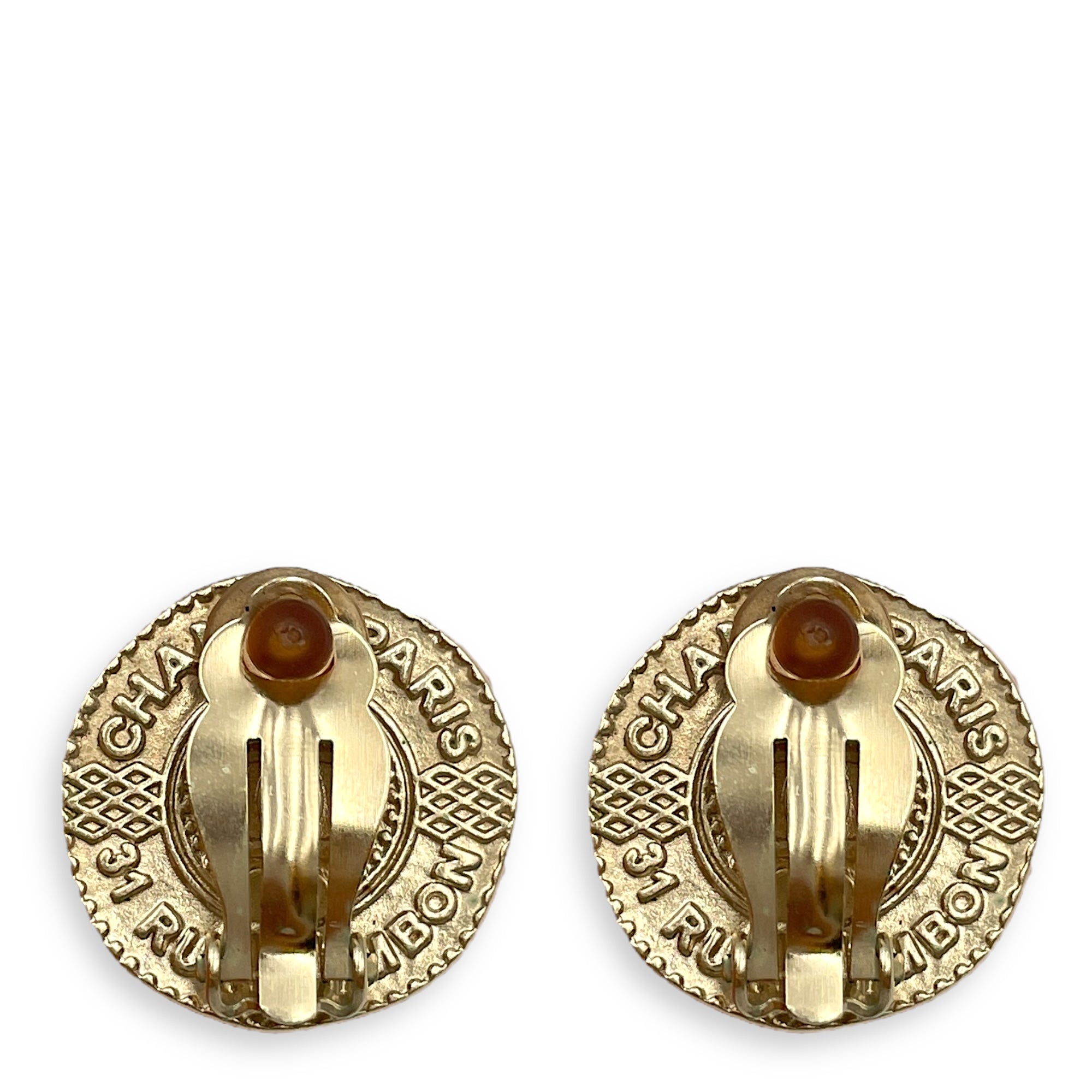 Vintage Cambon Clip On Gold Hardware Earrings
