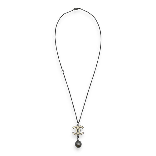 CC Pearl Charm White Pendant , Gunmetal hardware
