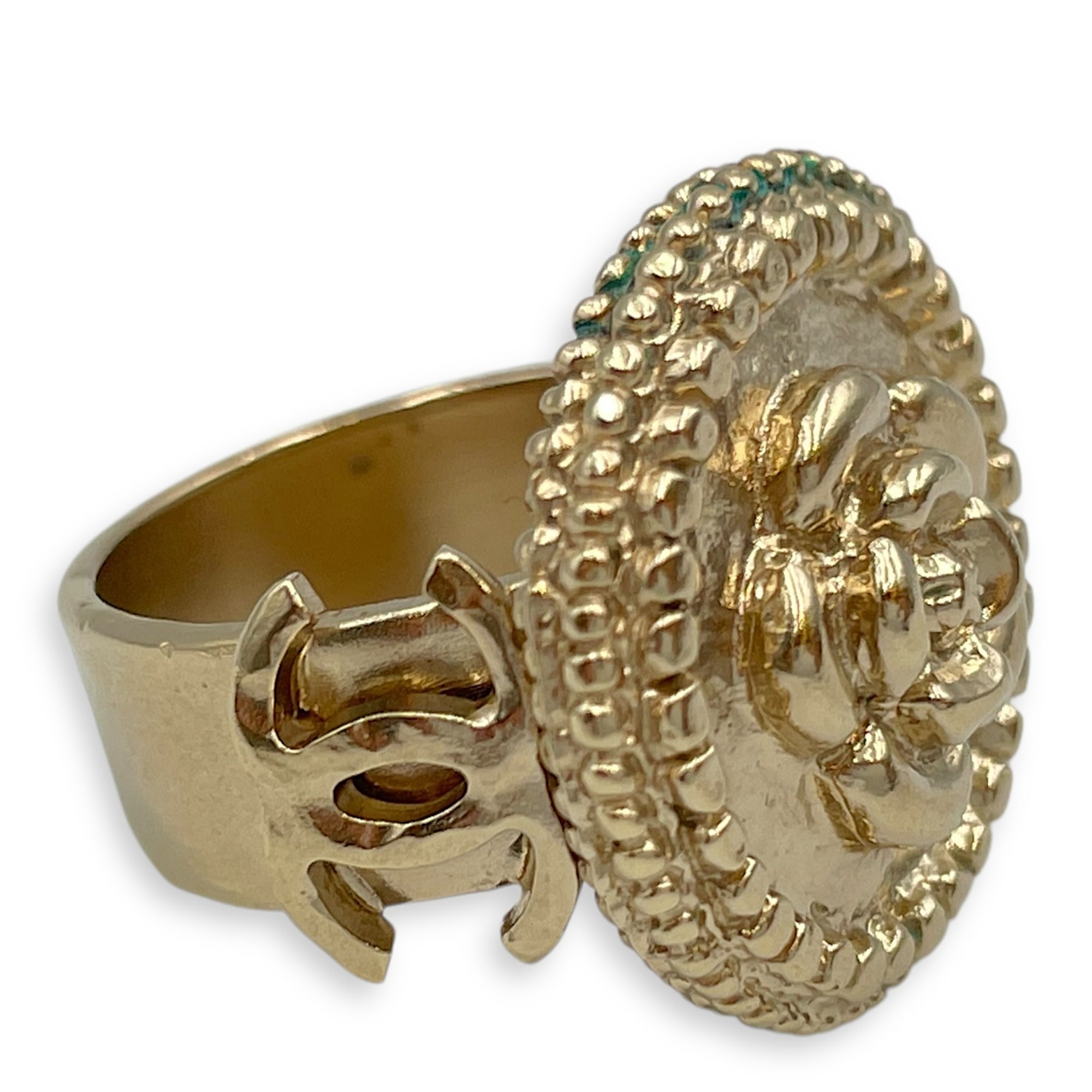 Vintage CC Camellia U.S 7 Gold Hardware Ring