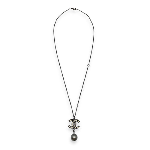 CC Pearl Charm White Pendant , Gunmetal hardware