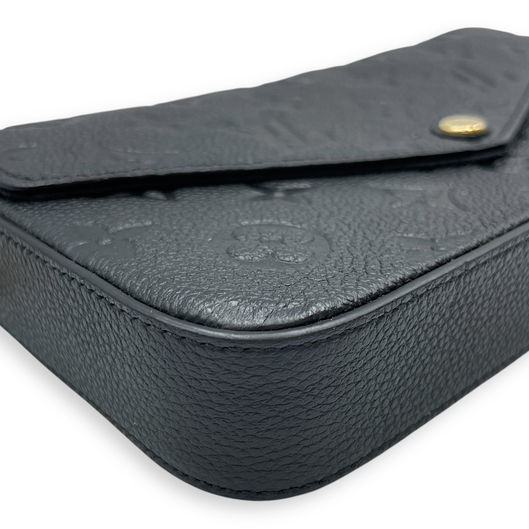 Felicie Pochette Empreinte Black Crossbody Bag in Calfskin, Gold hardware