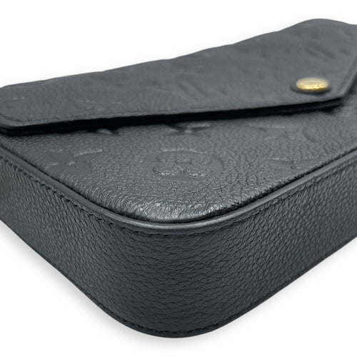 Felicie Pochette Empreinte Black Crossbody Bag in Calfskin, Gold hardware