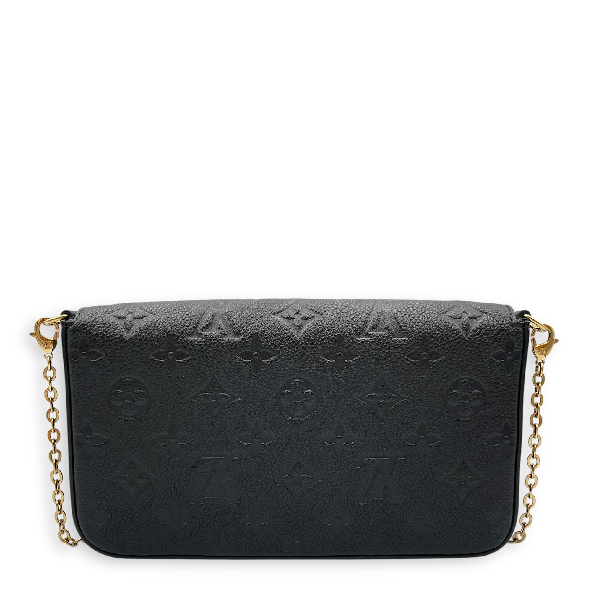 Felicie Pochette Empreinte Black Crossbody Bag in Calfskin, Gold hardware