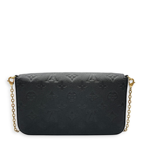 Felicie Pochette Empreinte Black Crossbody Bag in Calfskin, Gold hardware