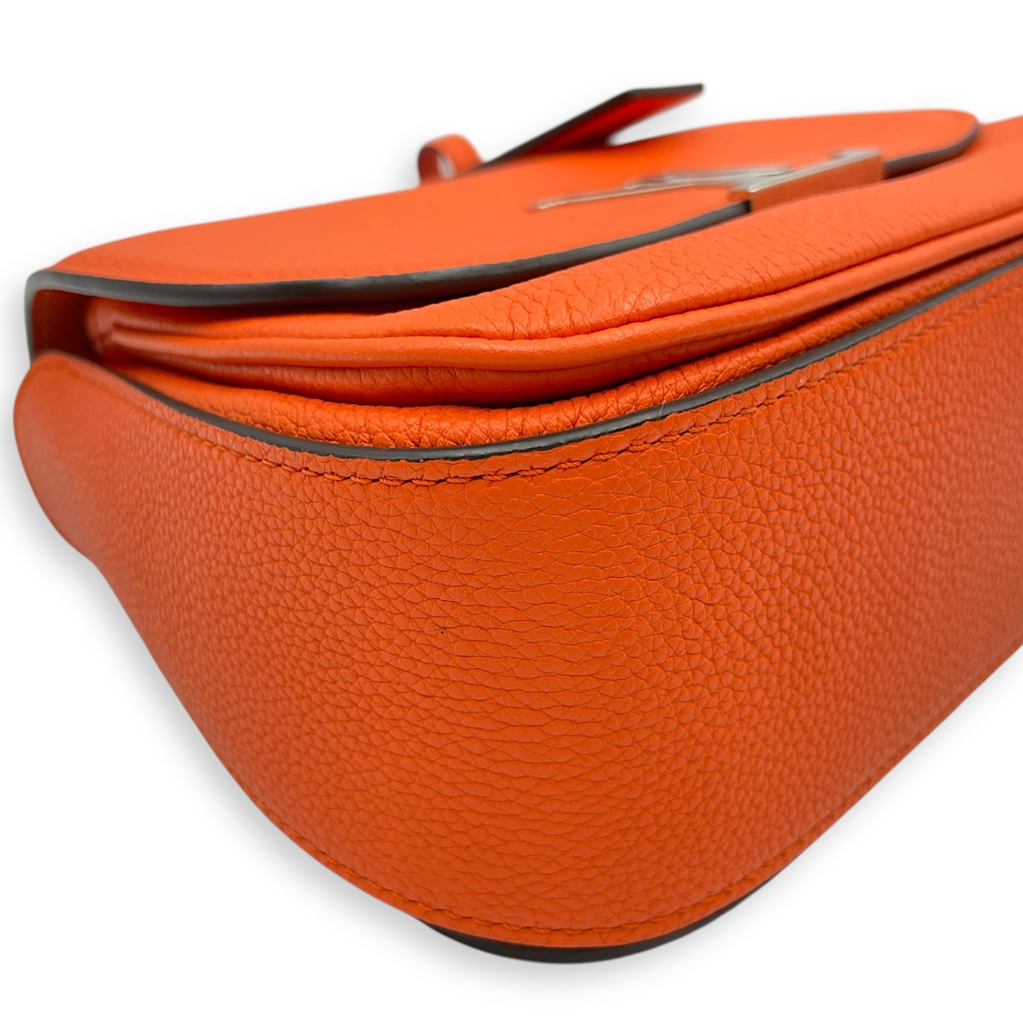 Vivienne NM Orange Crossbody Bag in Calfskin, Silver hardware