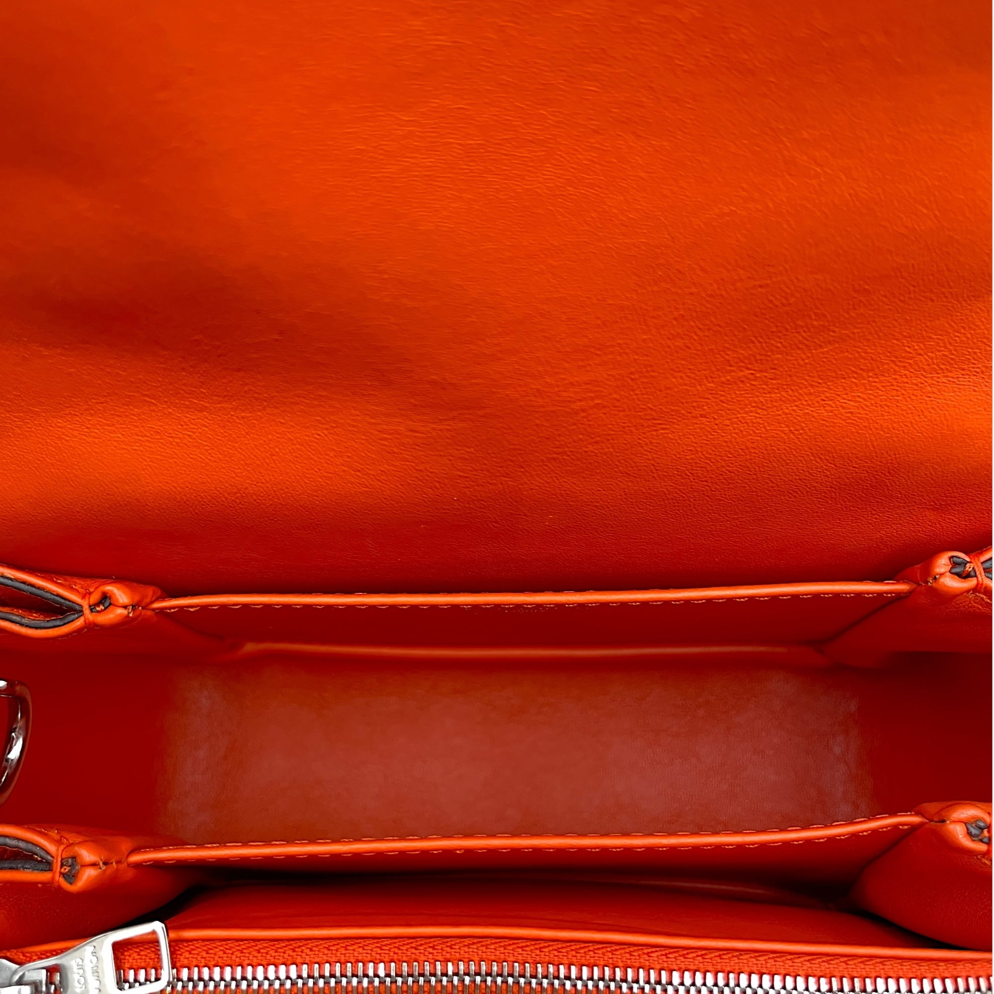 Vivienne NM Orange Crossbody Bag in Calfskin, Silver hardware