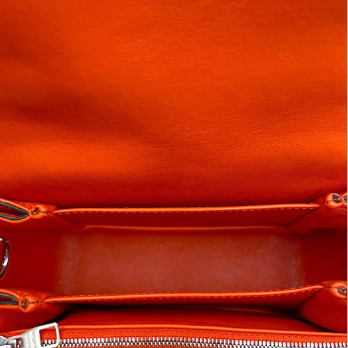 Vivienne NM Orange Crossbody Bag in Calfskin, Silver hardware