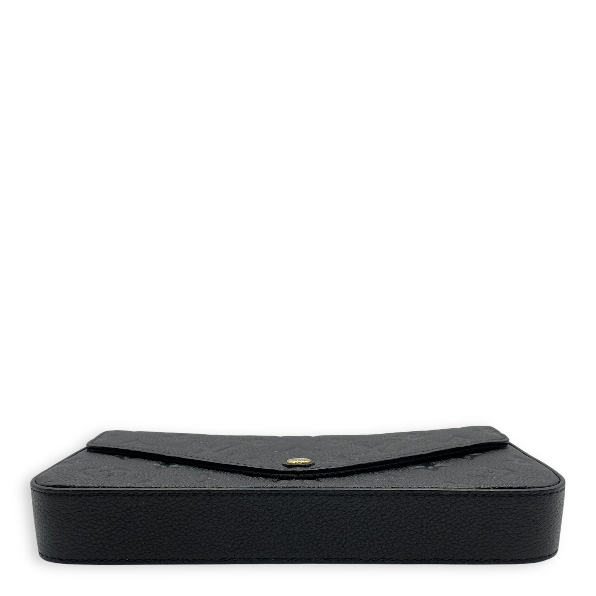 Felicie Pochette Empreinte Black Crossbody Bag in Calfskin, Gold hardware