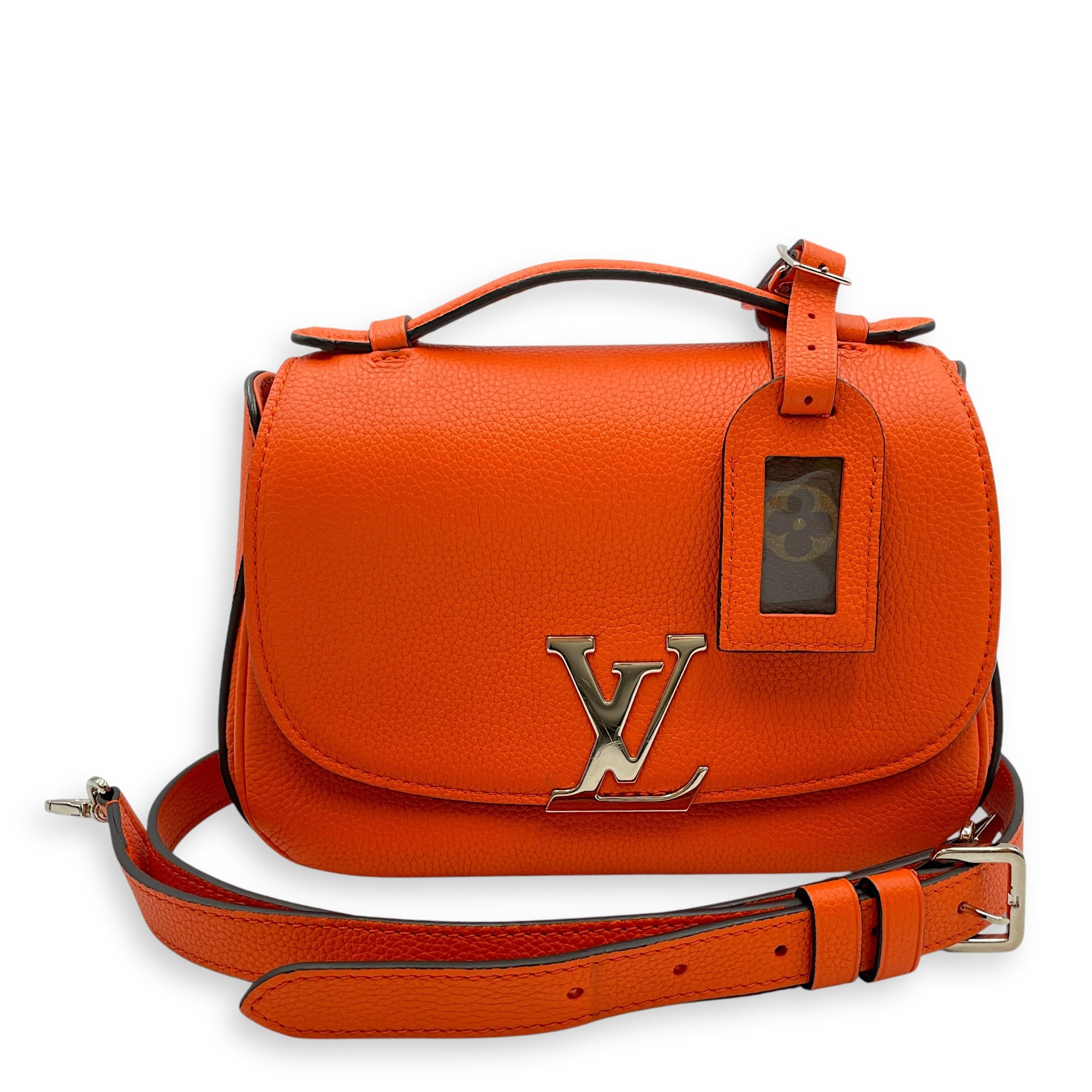 Vivienne NM Orange Crossbody Bag in Calfskin, Silver hardware