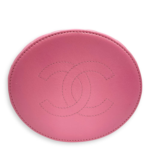 Vanity Mini Pink Top Handle Bag in Lambskin, Gold hardware