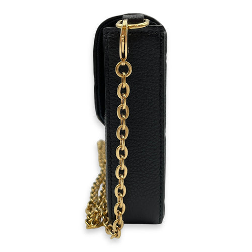 Felicie Pochette Empreinte Black Crossbody Bag in Calfskin, Gold hardware