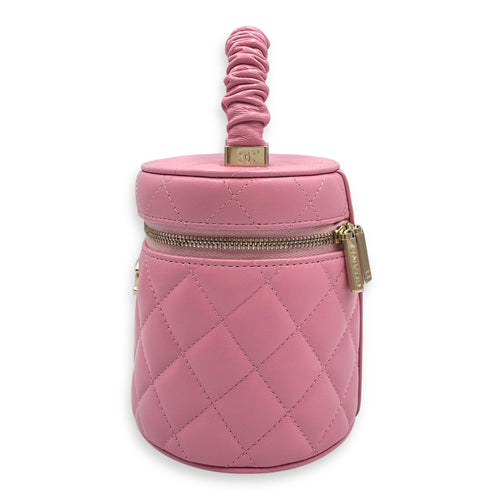 Vanity  Mini Pink Top Handle Bag in Lambskin Gold hardware CL2508-14811 4