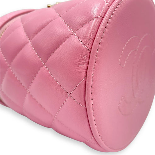 Vanity  Mini Pink Top Handle Bag in Lambskin Gold hardware CL2508-14811 7