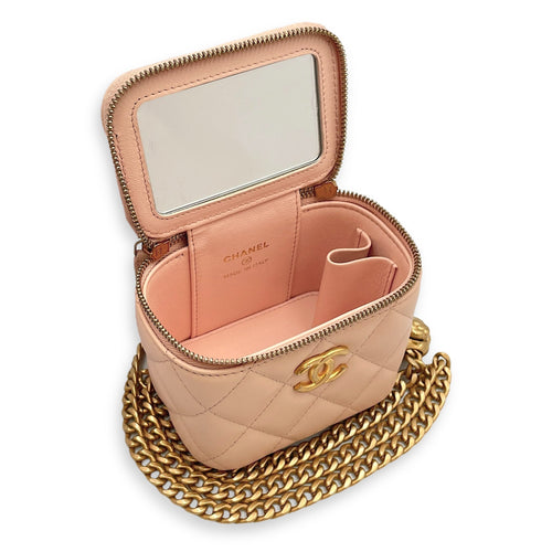 Camelia Crush Mini Beige Vanity Bag in Lambskin Brushed Gold hardware CL2508-14745 6