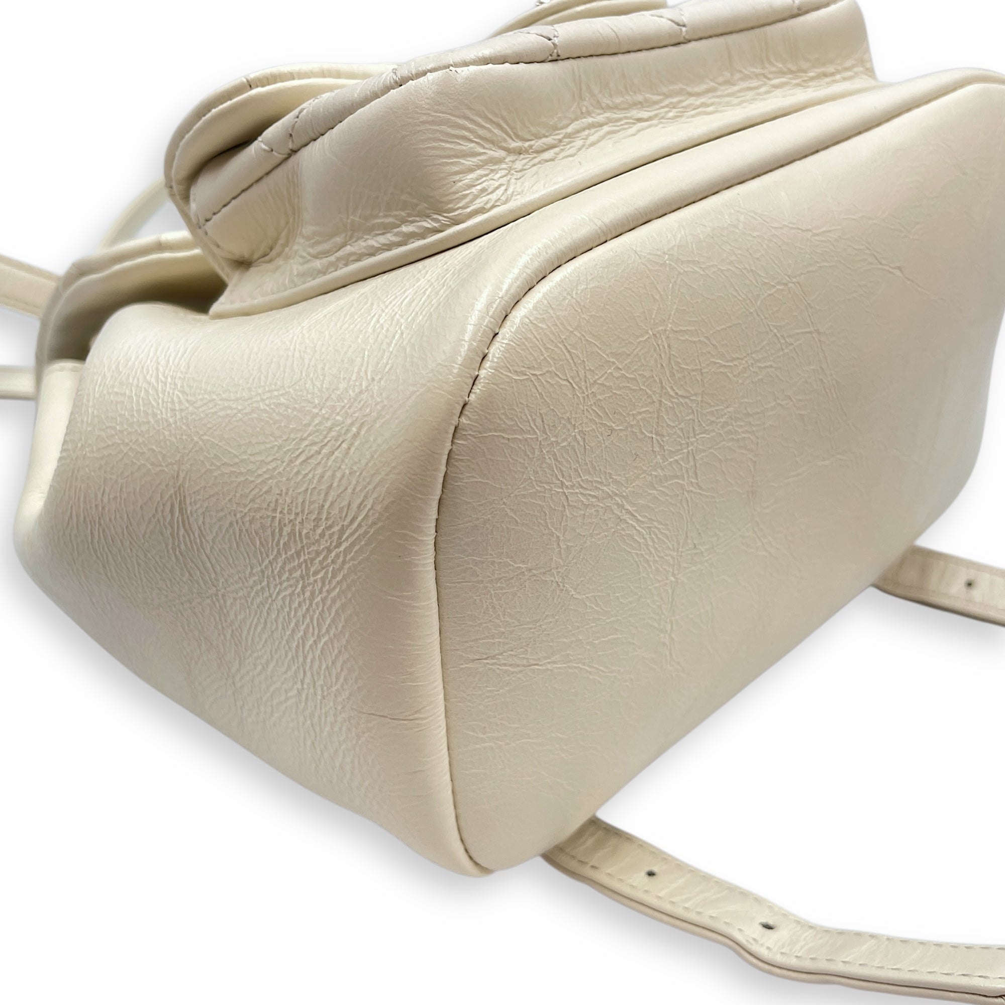 Duma Mini White Backpack in Caviar Leather, Gold hardware