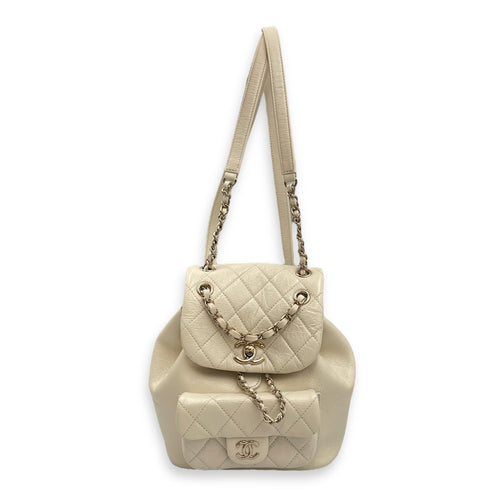 Duma Mini White Backpack in Caviar Leather Gold hardware CL2508-14807 2