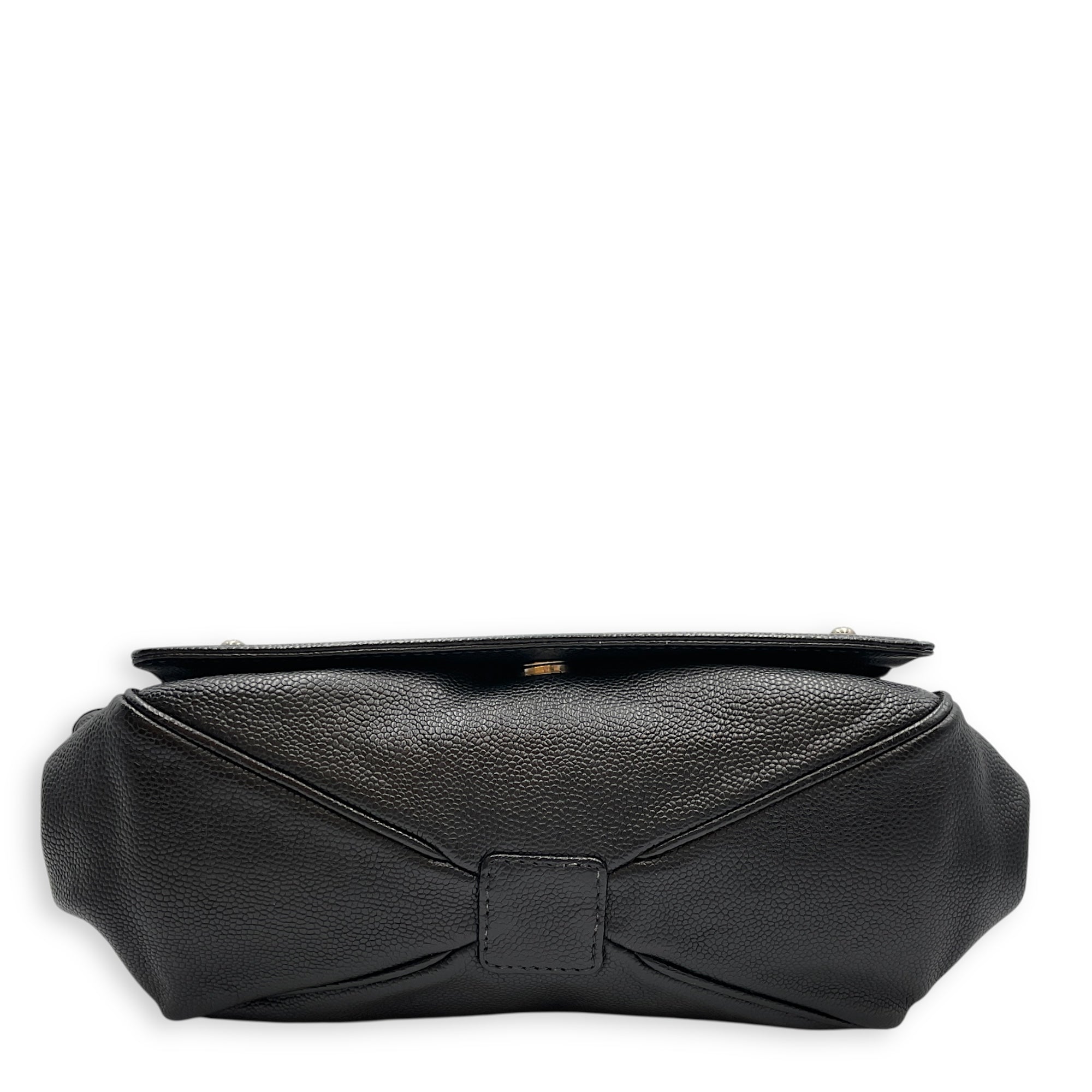 Single Flap Black Crossbody Bag in Calfskin, Silver hardware