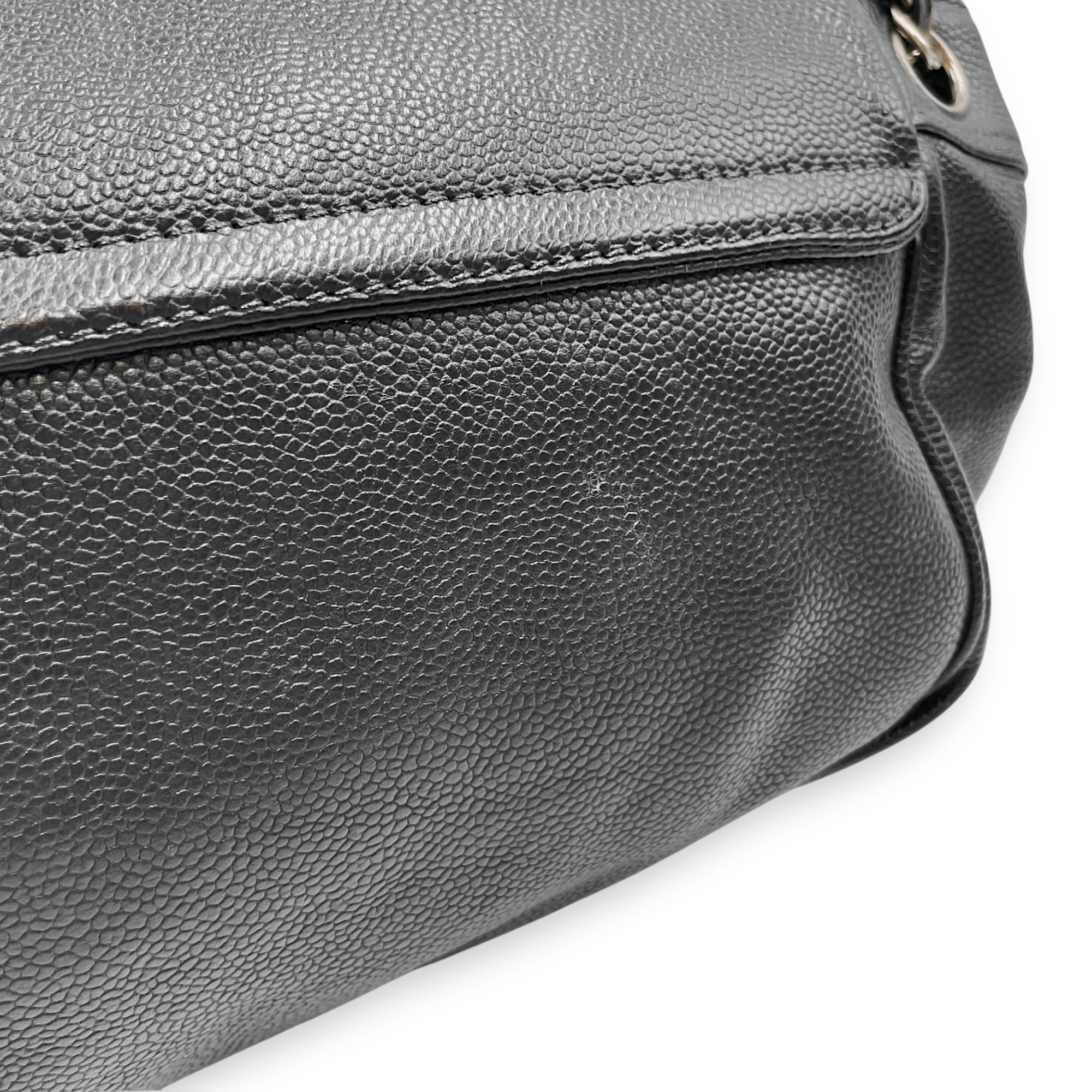 Single Flap Black Crossbody Bag in Calfskin, Silver hardware