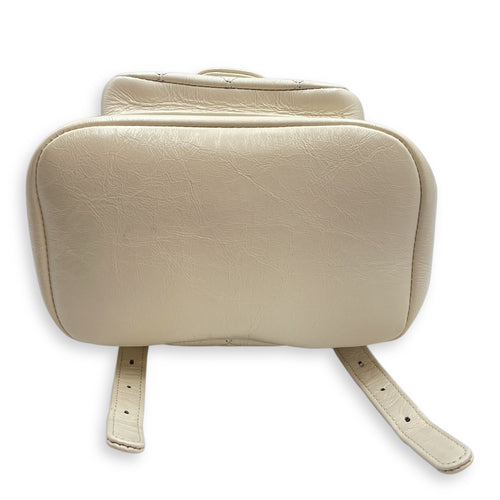 Duma Mini White Backpack in Caviar Leather, Gold hardware