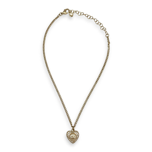 Heart Crystals and White Resin  Others Gold Hardware  Necklace CL2508-14818 1
