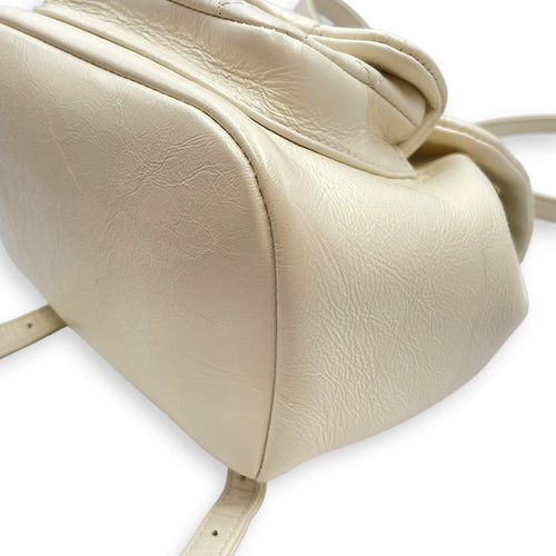 Duma Mini White Backpack in Caviar Leather, Gold hardware