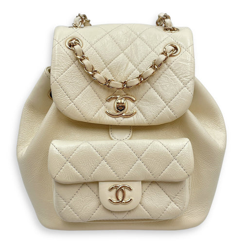 Duma Mini White Backpack in Caviar Leather Gold hardware CL2508-14807 1