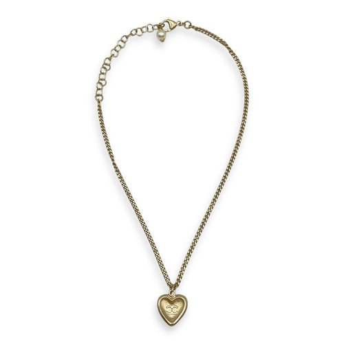 Heart Crystals and White Resin Gold Hardware Necklace