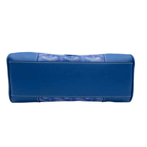 Goyardine Saigon Souple Satchel Mini Blue Crossbody Bag in Calfskin, Silver hardware