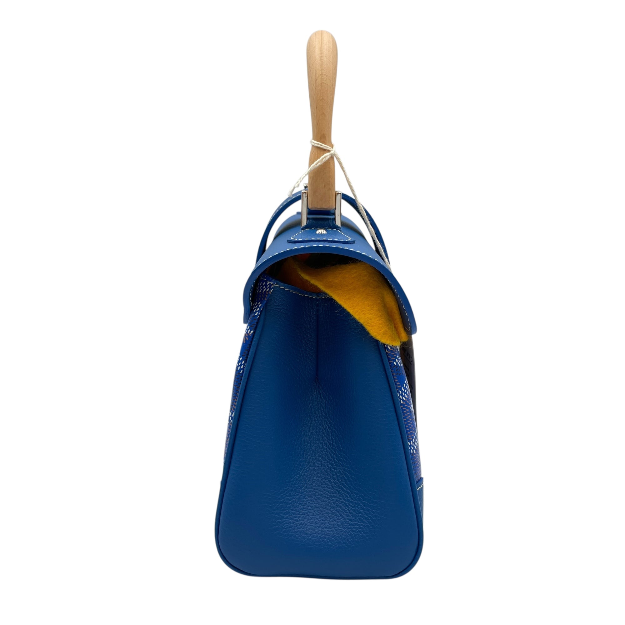 Goyardine Saigon Souple Satchel Mini Blue Crossbody Bag in Calfskin, Silver hardware