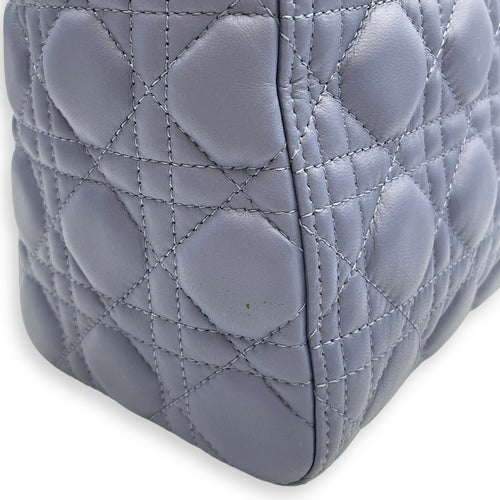 Lady Dior Cannage Large Blue Shoulder Bag in Lambskin, Gold hardware