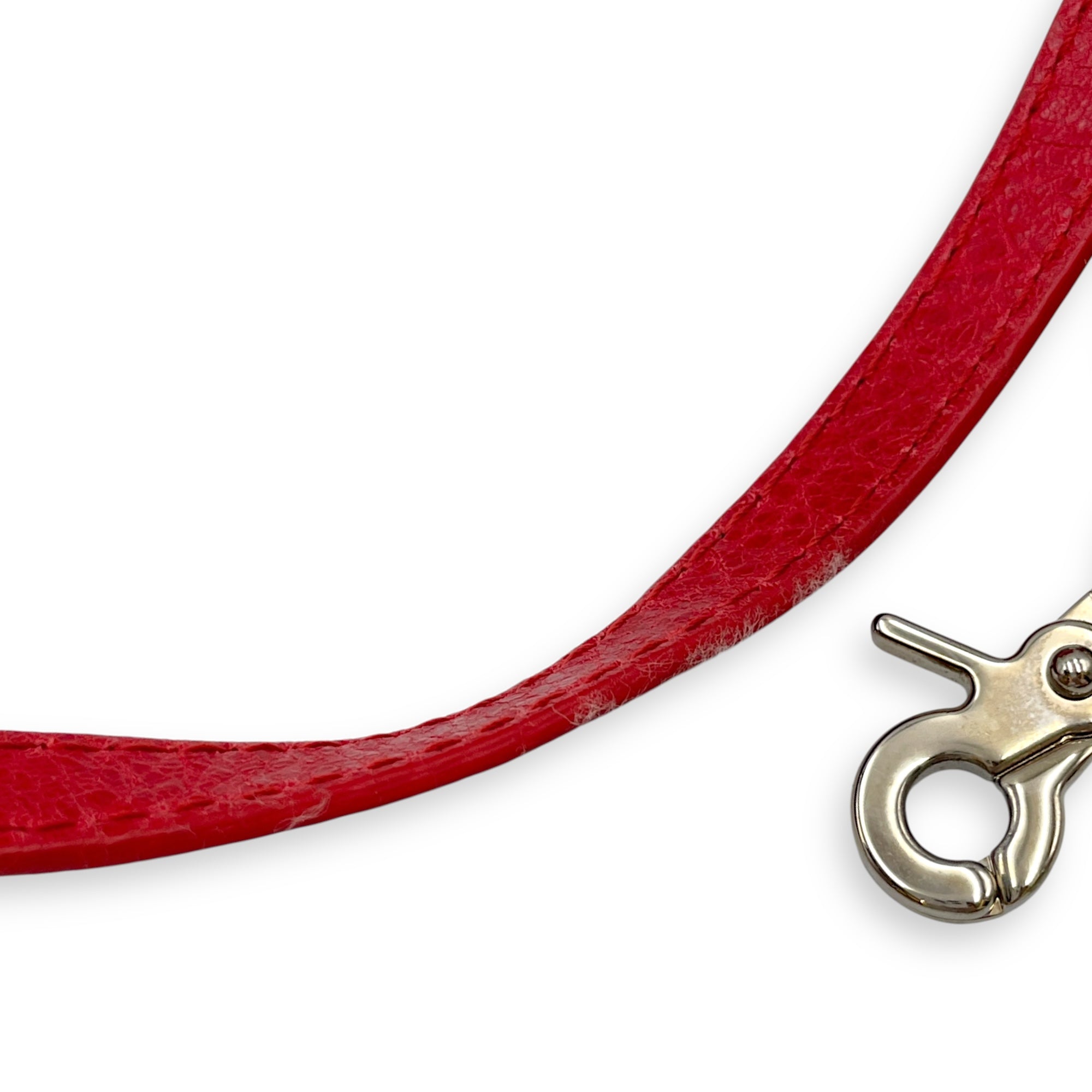 City Pouch Red Crossbody Bag in Distressed Leather, Silver hardware