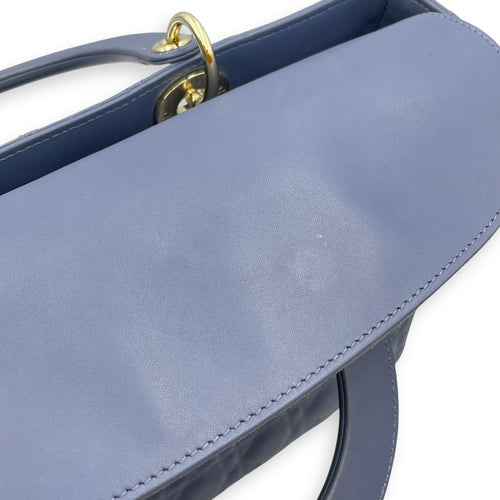 Lady Dior Cannage Large Blue Shoulder Bag in Lambskin, Gold hardware