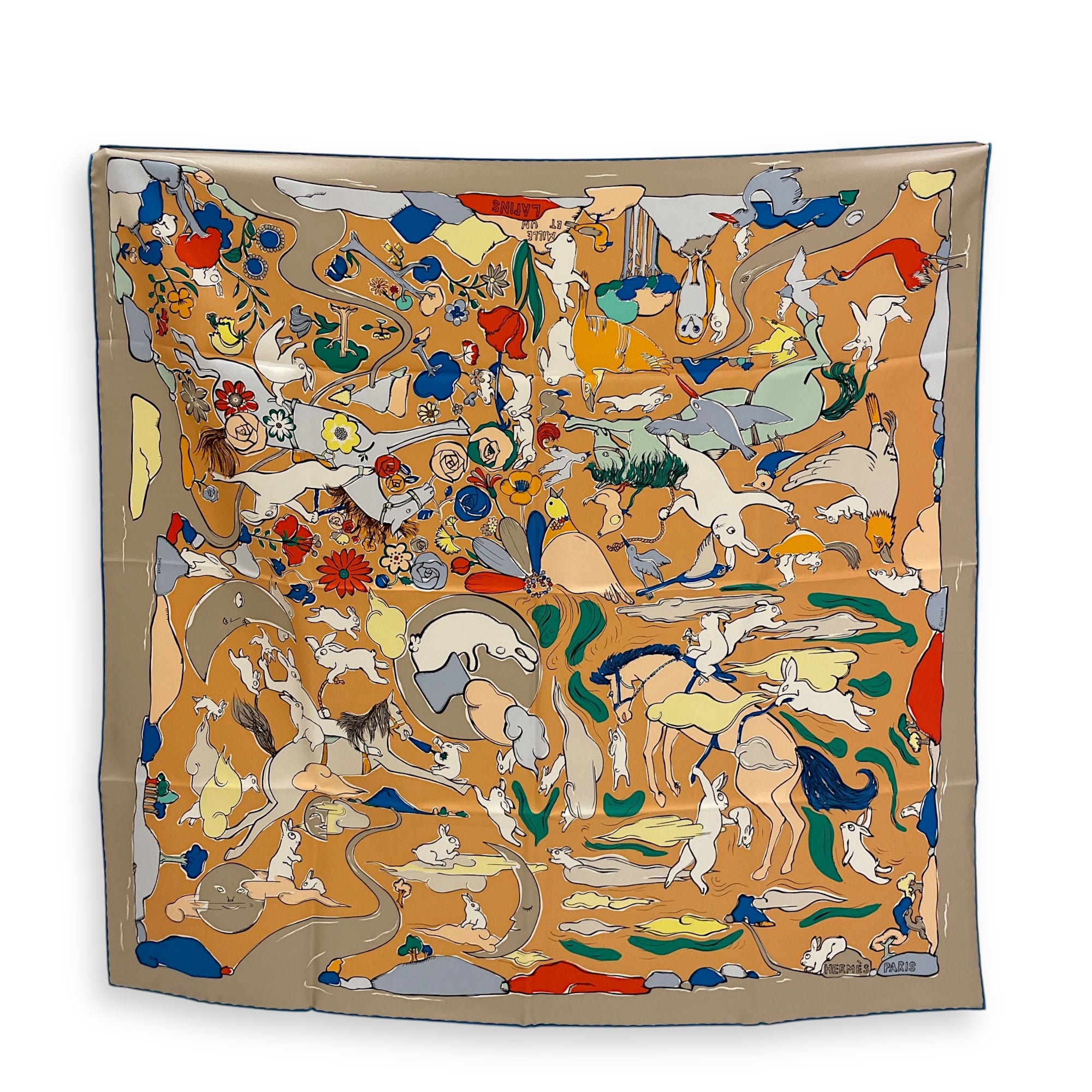 Mille Et Un Lapins 90 Bleu/Vert/Rouge Scarf