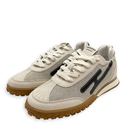 Jet 35.5 Ecru-Noir Sneakers in Suede Leather