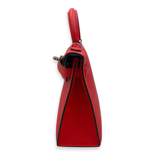 Sellier Kelly Casaque 20 Rouge De Coeur/Rose Extrteme/Blue Zanzibar in Epsom, Palladium hardware