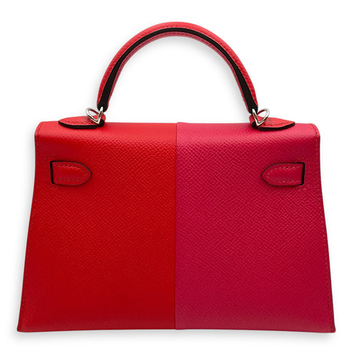 Sellier Kelly Casaque 20 Rouge De Coeur/Rose Extrteme/Blue Zanzibar in Epsom, Palladium hardware