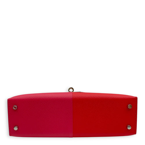 Sellier Kelly Casaque 20 Rouge De Coeur/Rose Extrteme/Blue Zanzibar in Epsom, Palladium hardware
