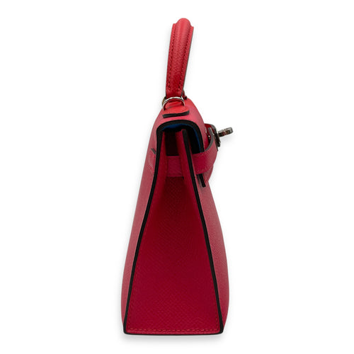 Sellier Kelly Casaque 20 Rouge De Coeur/Rose Extrteme/Blue Zanzibar in Epsom, Palladium hardware