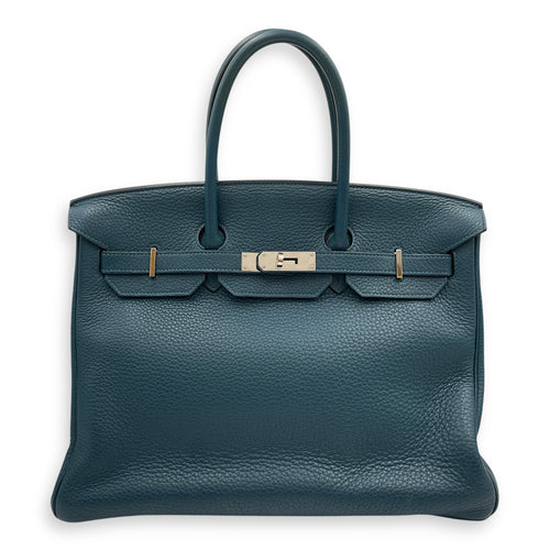 Birkin 35 Blue De Galice in Clemence, Palladium hardware