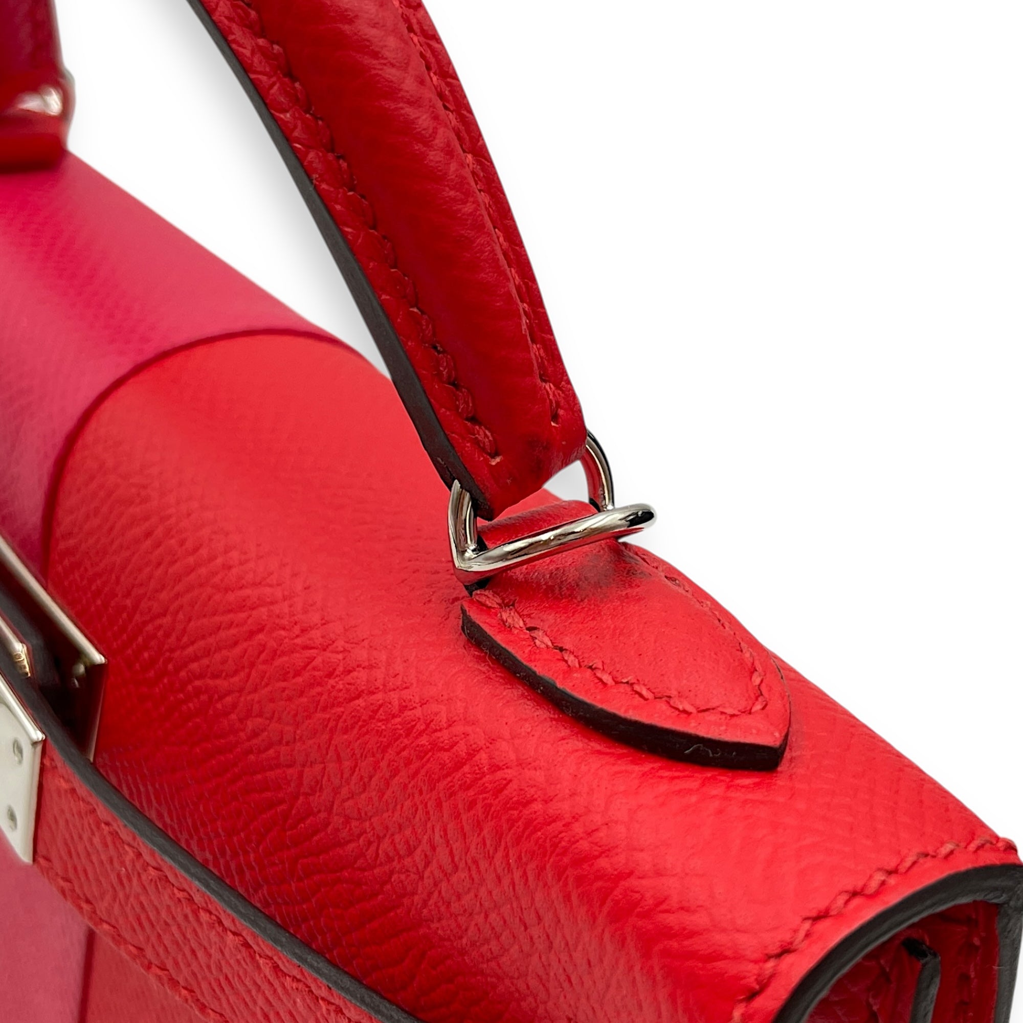 Sellier Kelly Casaque 20 Rouge De Coeur/Rose Extrteme/Blue Zanzibar in Epsom, Palladium hardware