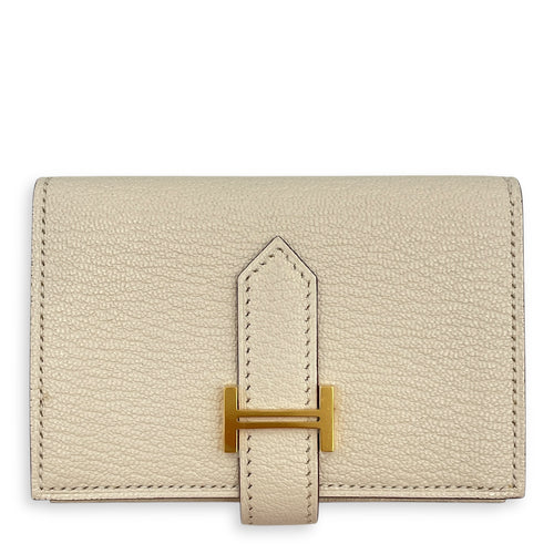 Bearn Mini Nata Wallet in Chevre Mysore, Gold hardware
