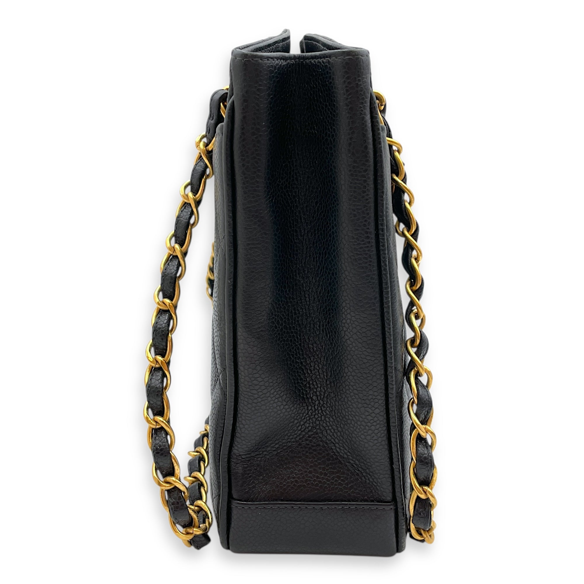 Vintage Big CC Logo Black Shoulder Bag in Caviar Leather, Gold hardware