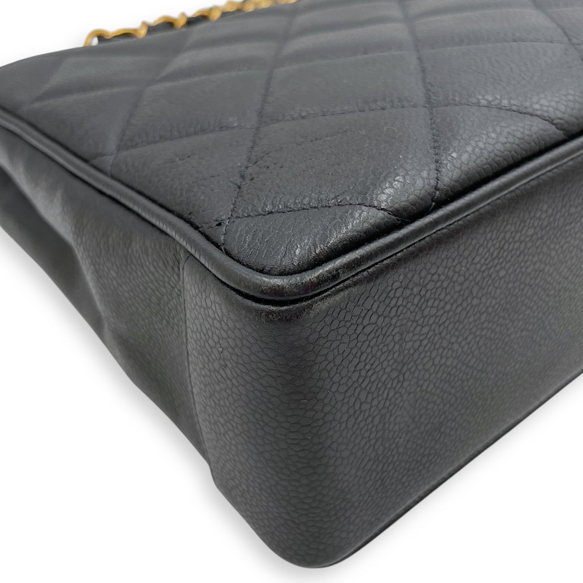 Vintage Big CC Logo Black Shoulder Bag in Caviar Leather, Gold hardware