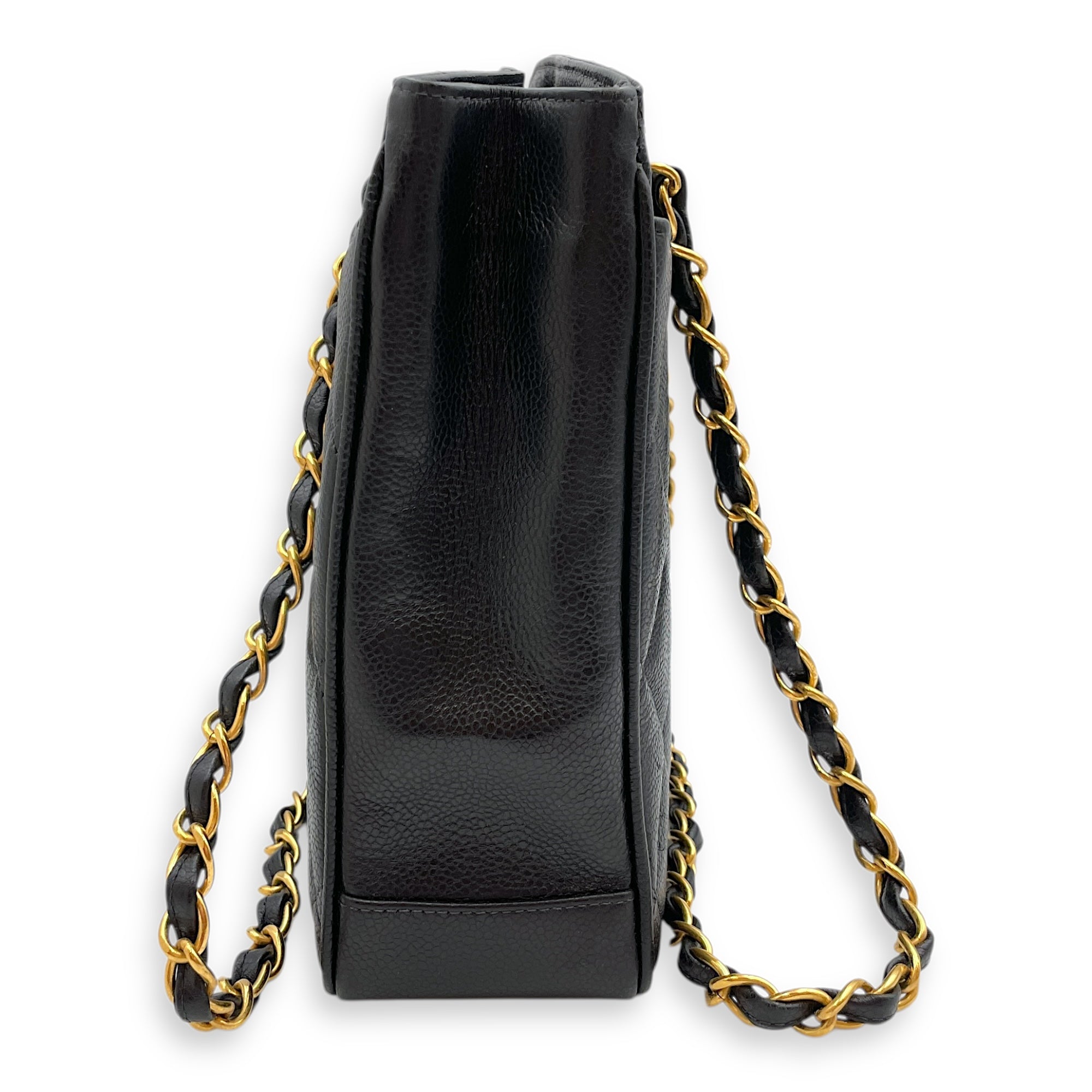 Vintage Big CC Logo Black Shoulder Bag in Caviar Leather, Gold hardware