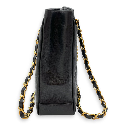 Vintage Big CC Logo Black Shoulder Bag in Caviar Leather, Gold hardware