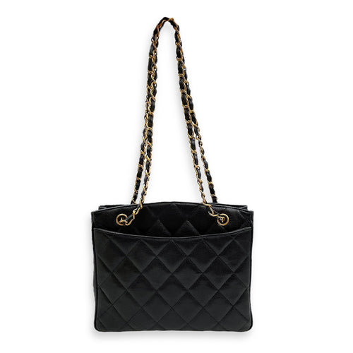 Vintage Big CC Logo Black Shoulder Bag in Caviar Leather, Gold hardware