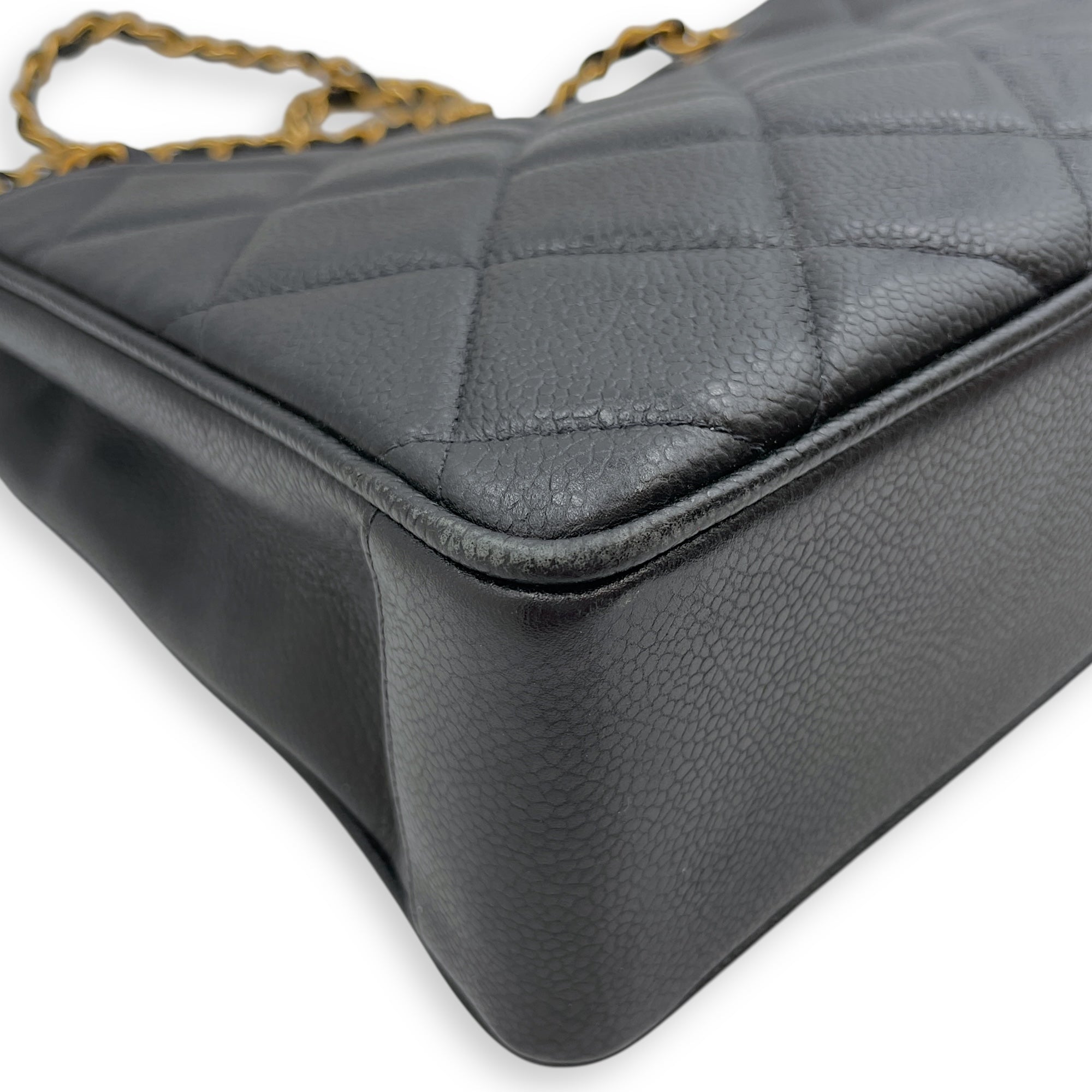 Vintage Big CC Logo Black Shoulder Bag in Caviar Leather, Gold hardware