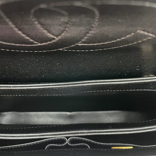 Quilted Trendy CC Black Top Handle in Lambskin, Gold hardware